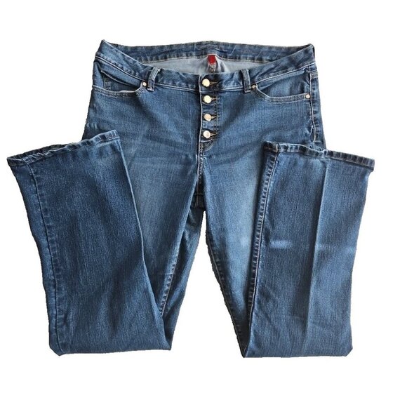 Jennifer Lopez Jeans Women's 16 Blue Dark Wash Button Fly Boot Cut Jeans RN73277 - Picture 2 of 16